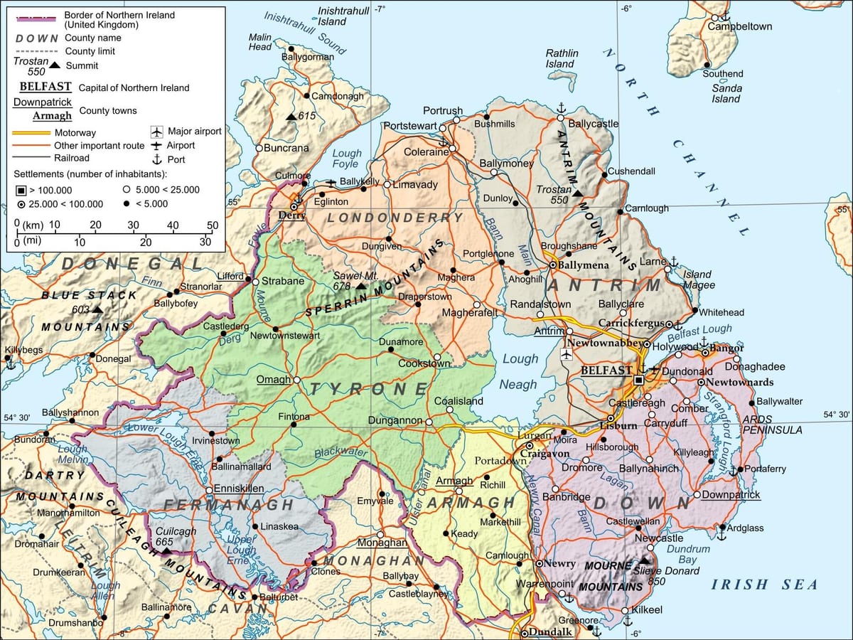 mapa d'aeroports a irlanda del nord
