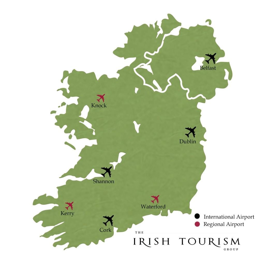 mapa del sud d'irlanda aeroports