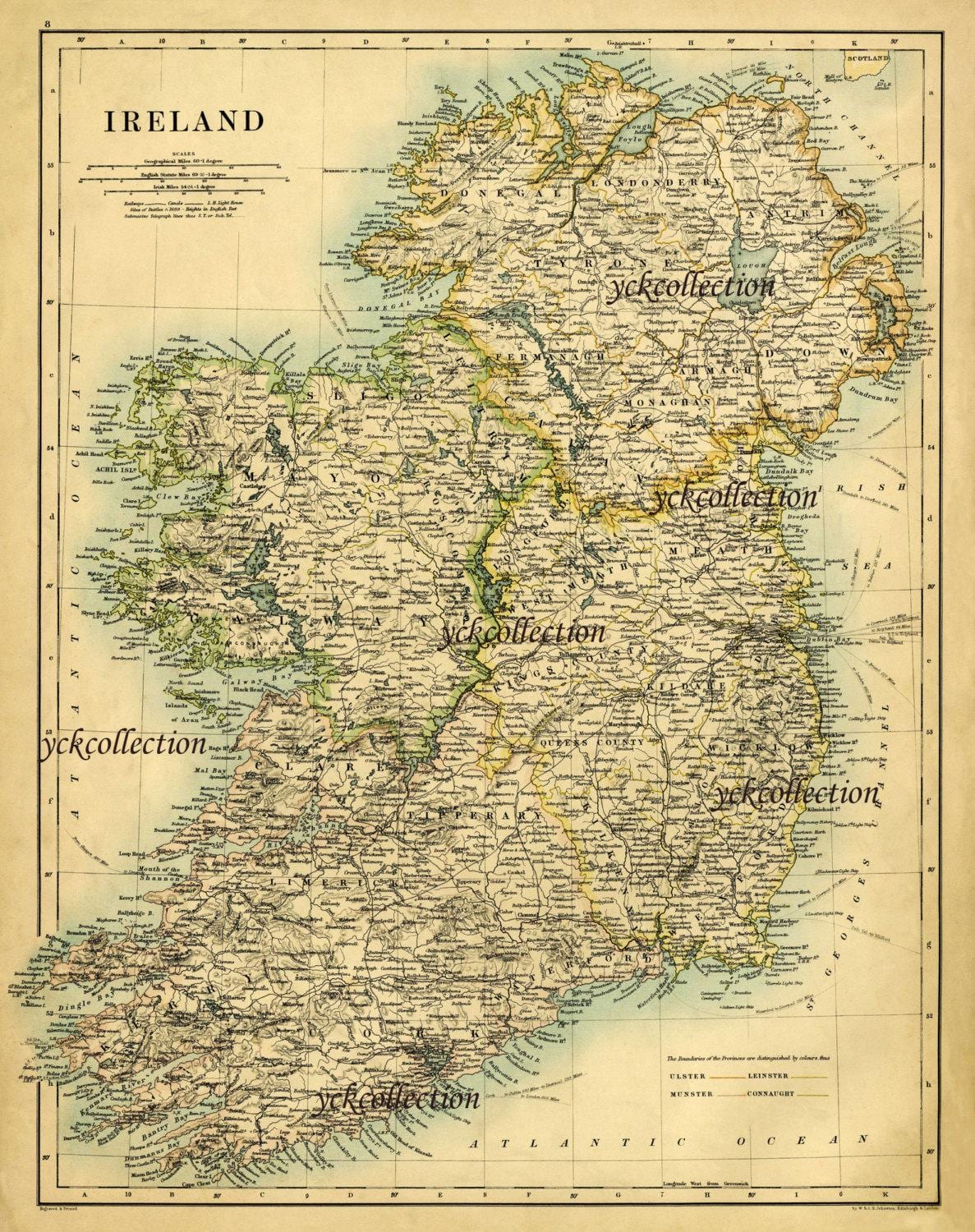 antic mapa d'irlanda