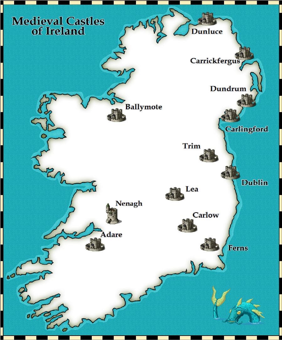 mapa de castells a irlanda