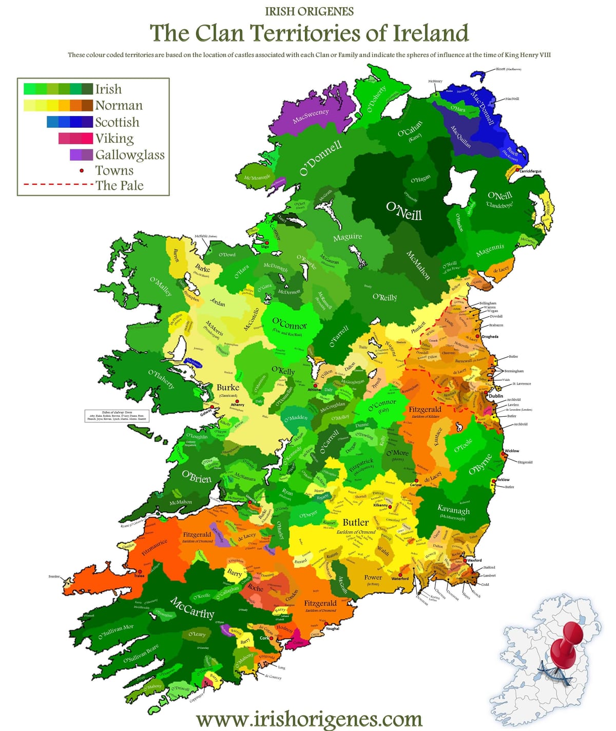 mapa del clan mapa d'irlanda