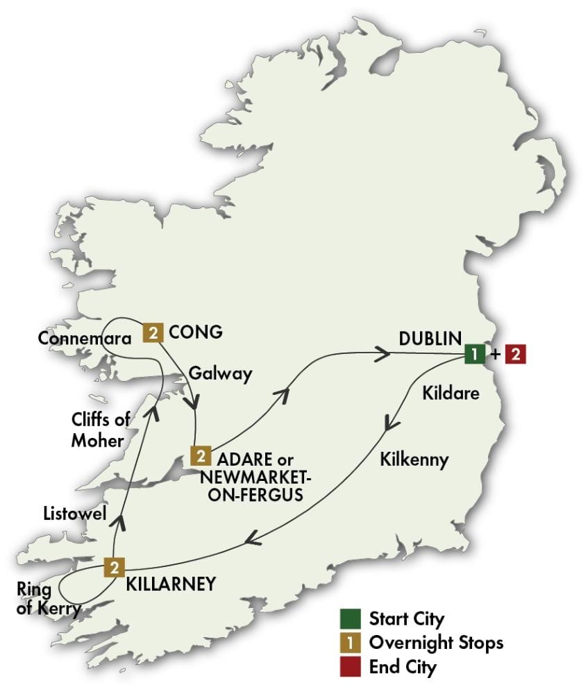 irlanda conducció turística mapa