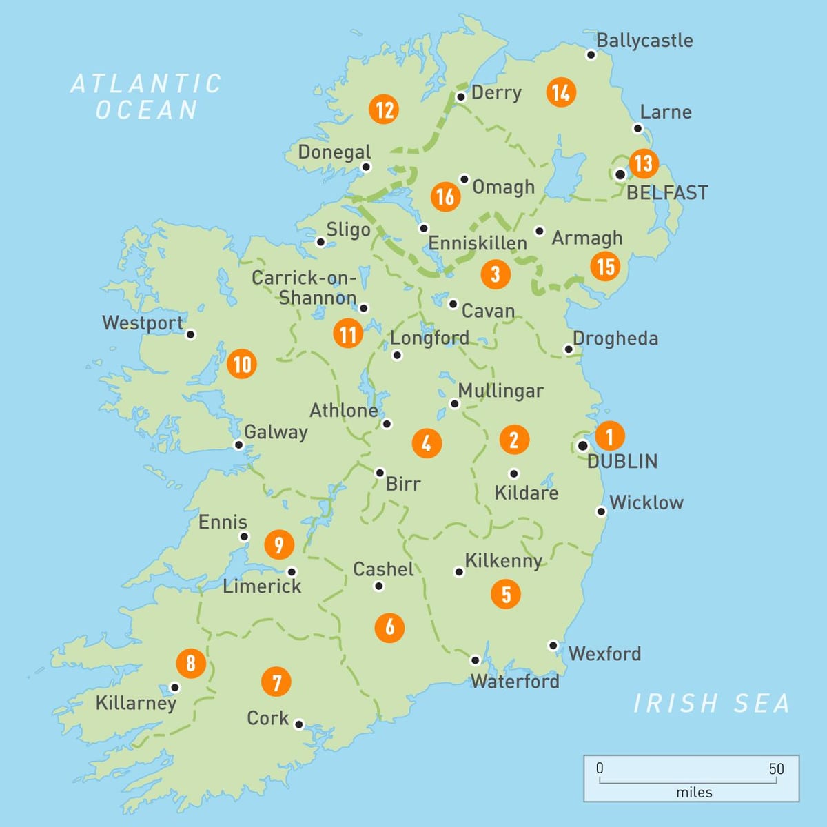 llocs a visitar a irlanda mapa