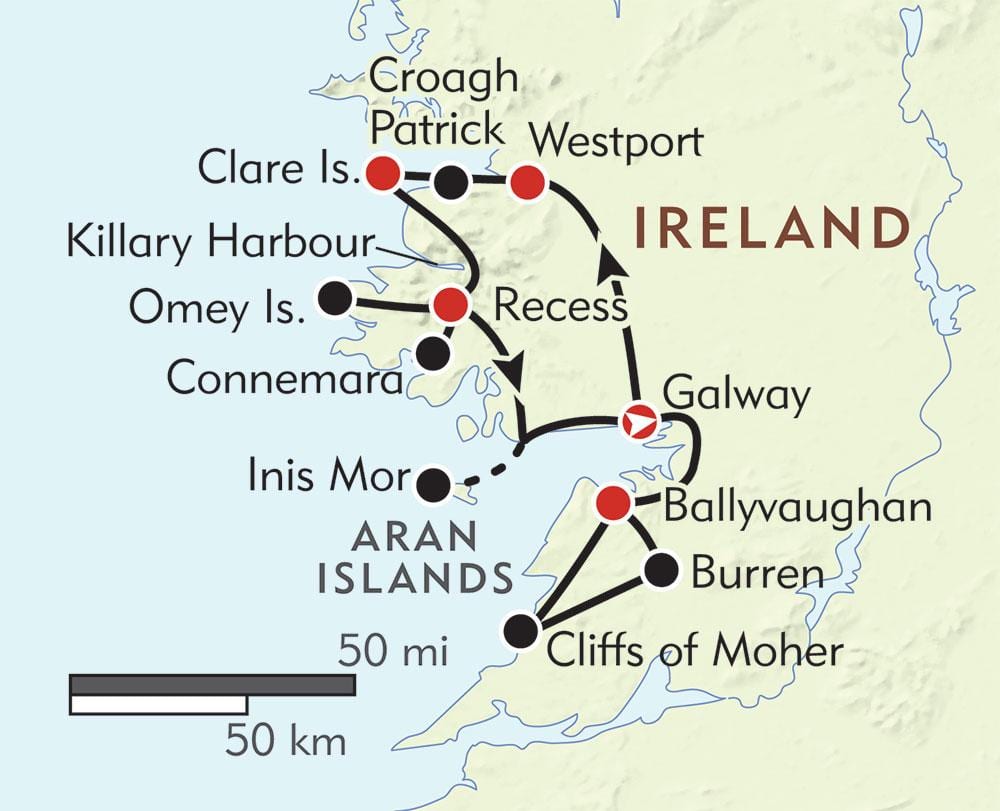 mapa de la costa oest d'irlanda 