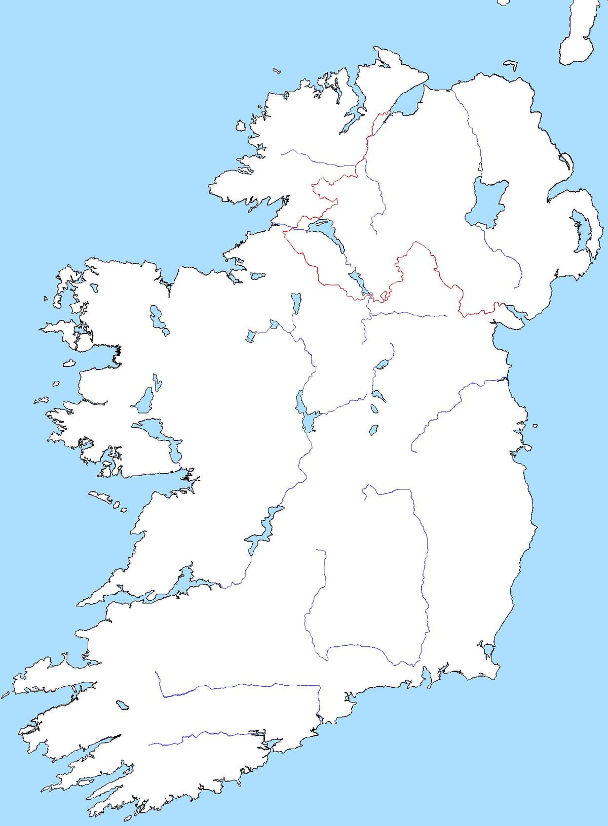 mapa d'espais en blanc mapa d'irlanda amb rius