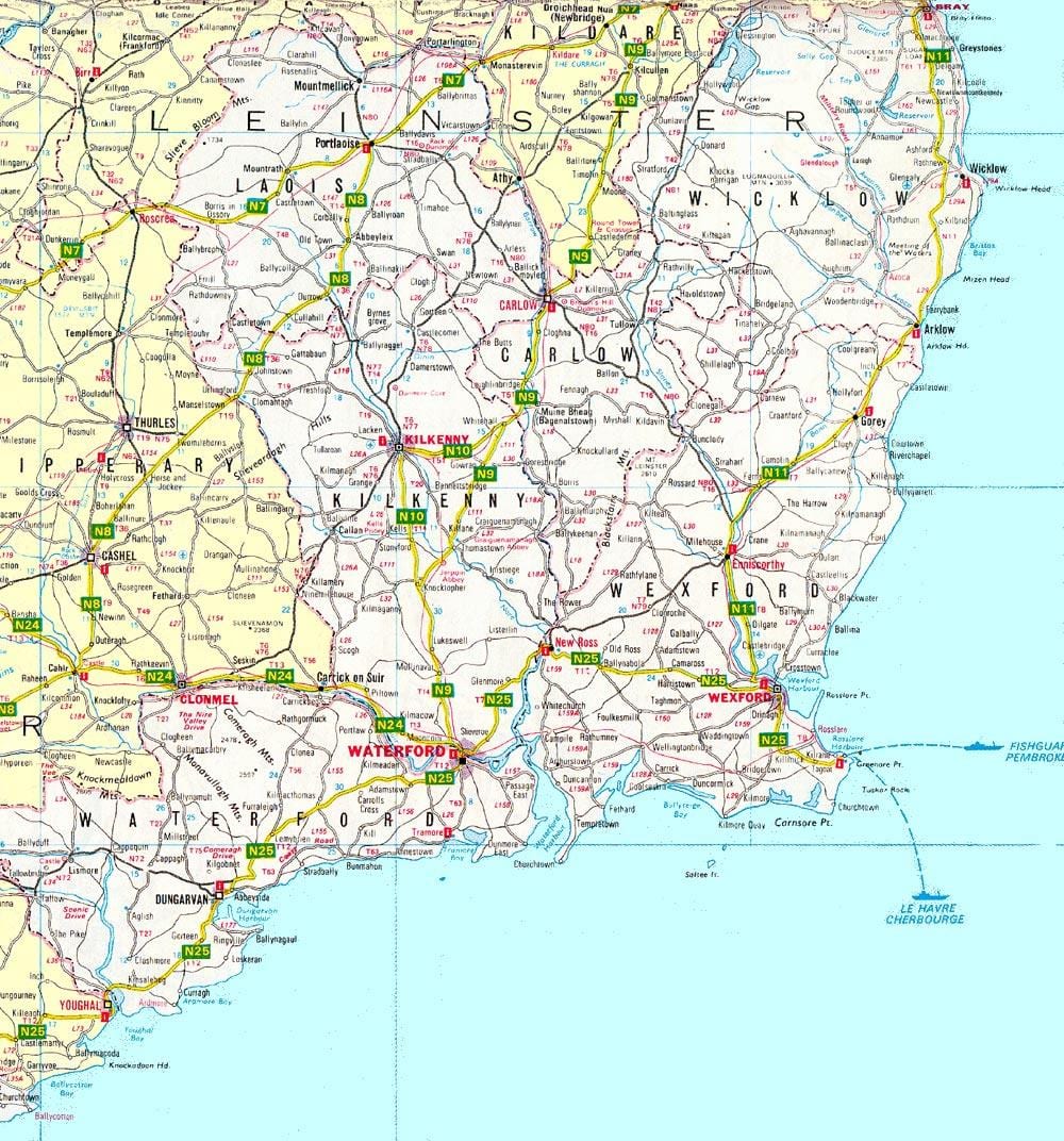 mapa del sud-est d'irlanda
