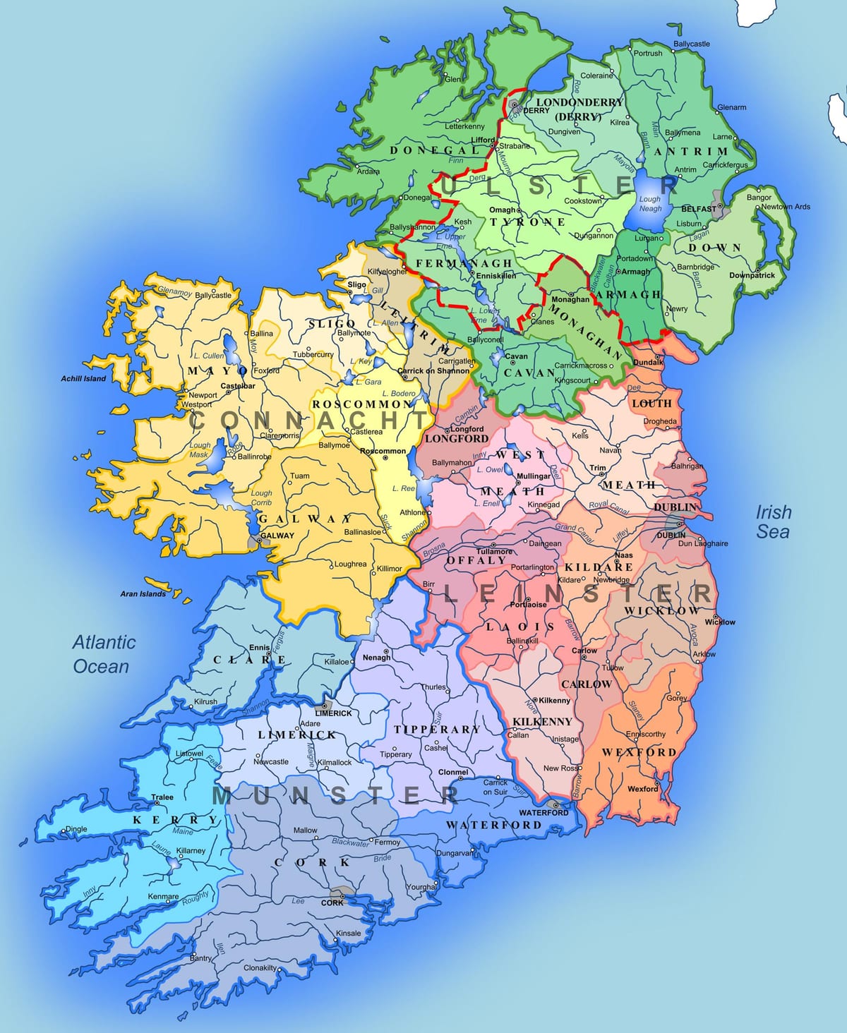 gran mapa detallat d'irlanda