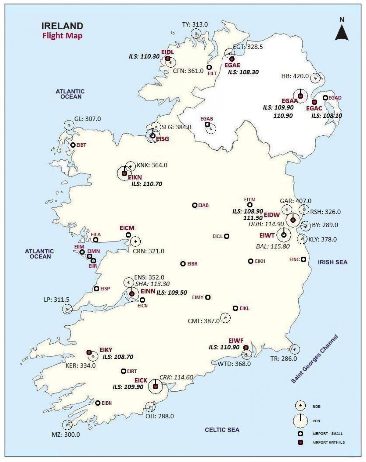 mapa d'irlanda que es mostrin els aeroports