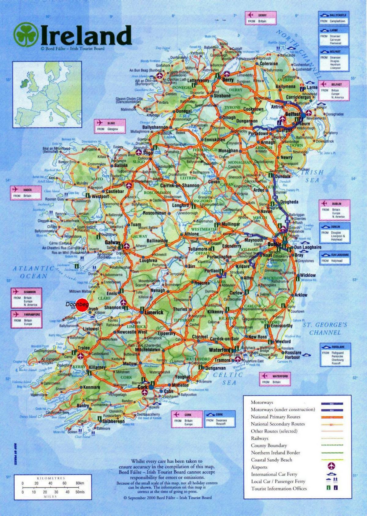 mapa d'irlanda que es mostrin interès turístic