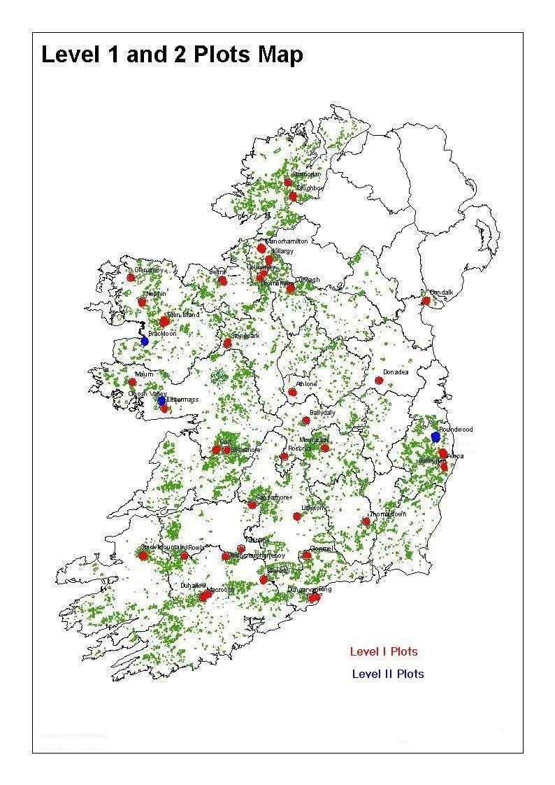 mapa d'irlanda boscos