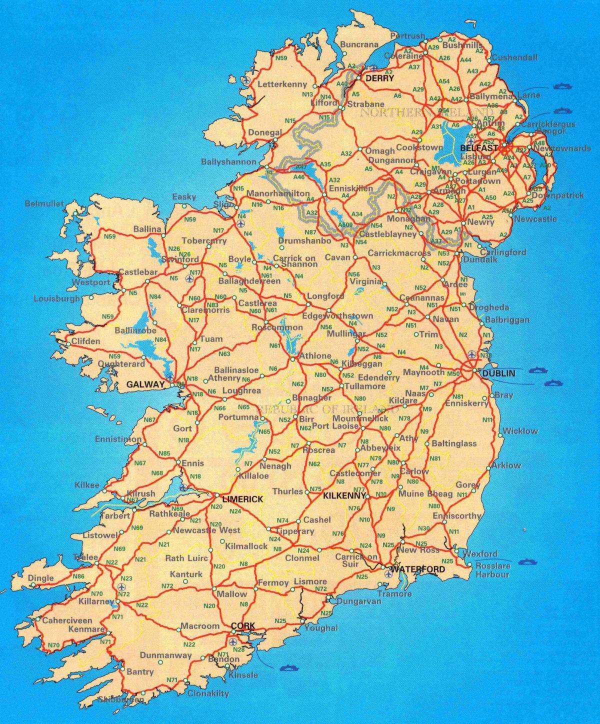 carretera lliure mapa d'irlanda