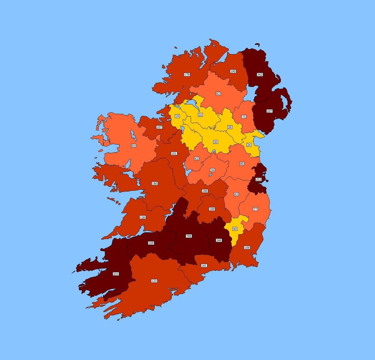 mapa d'irlanda codi postal