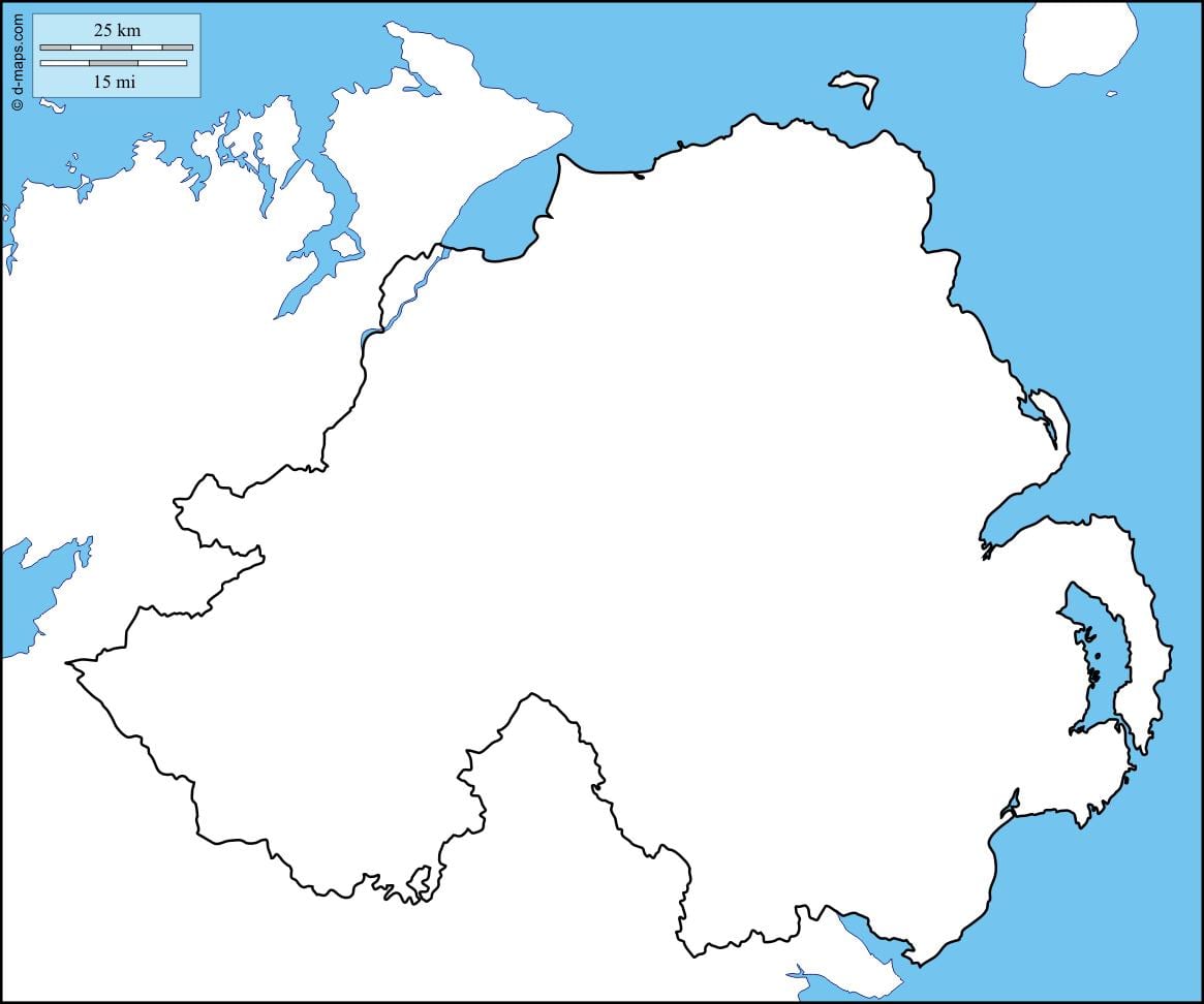 en blanc mapa d'irlanda del nord