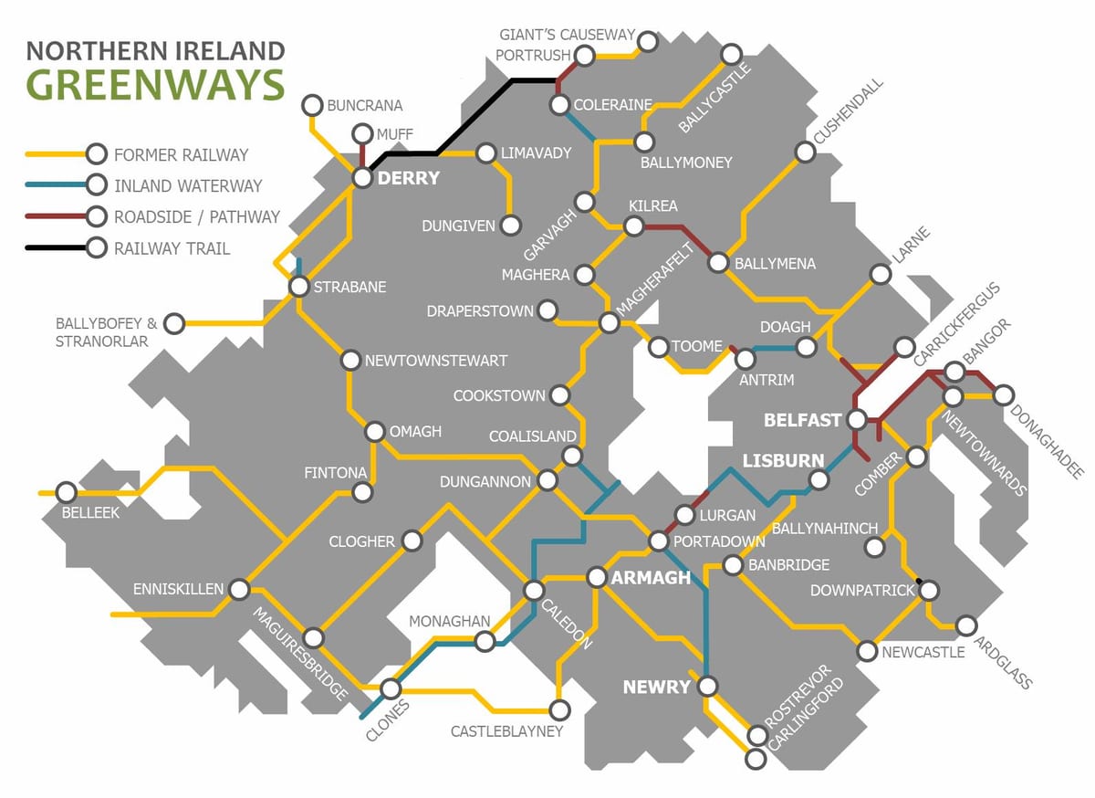 mapa d'irlanda del nord xarxa ferroviària