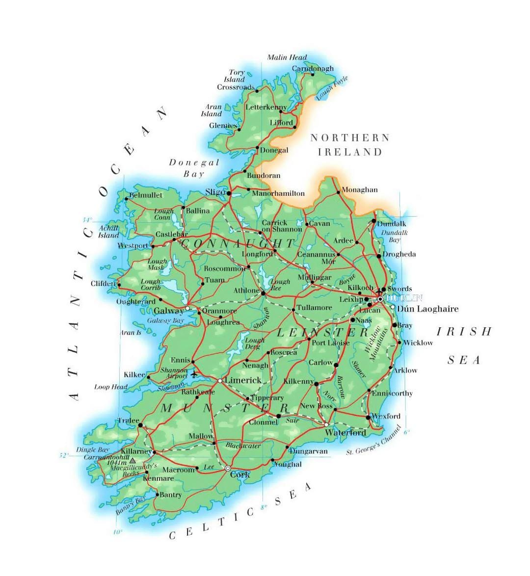 mapa d'irlanda elevació 