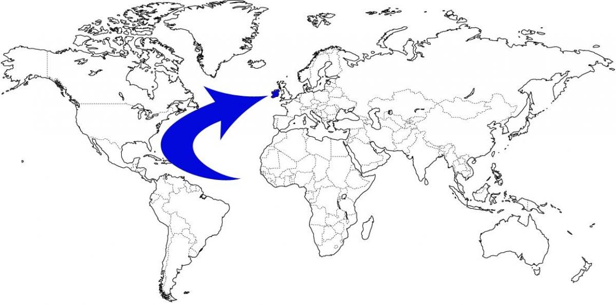 mapa del món que mostra irlanda