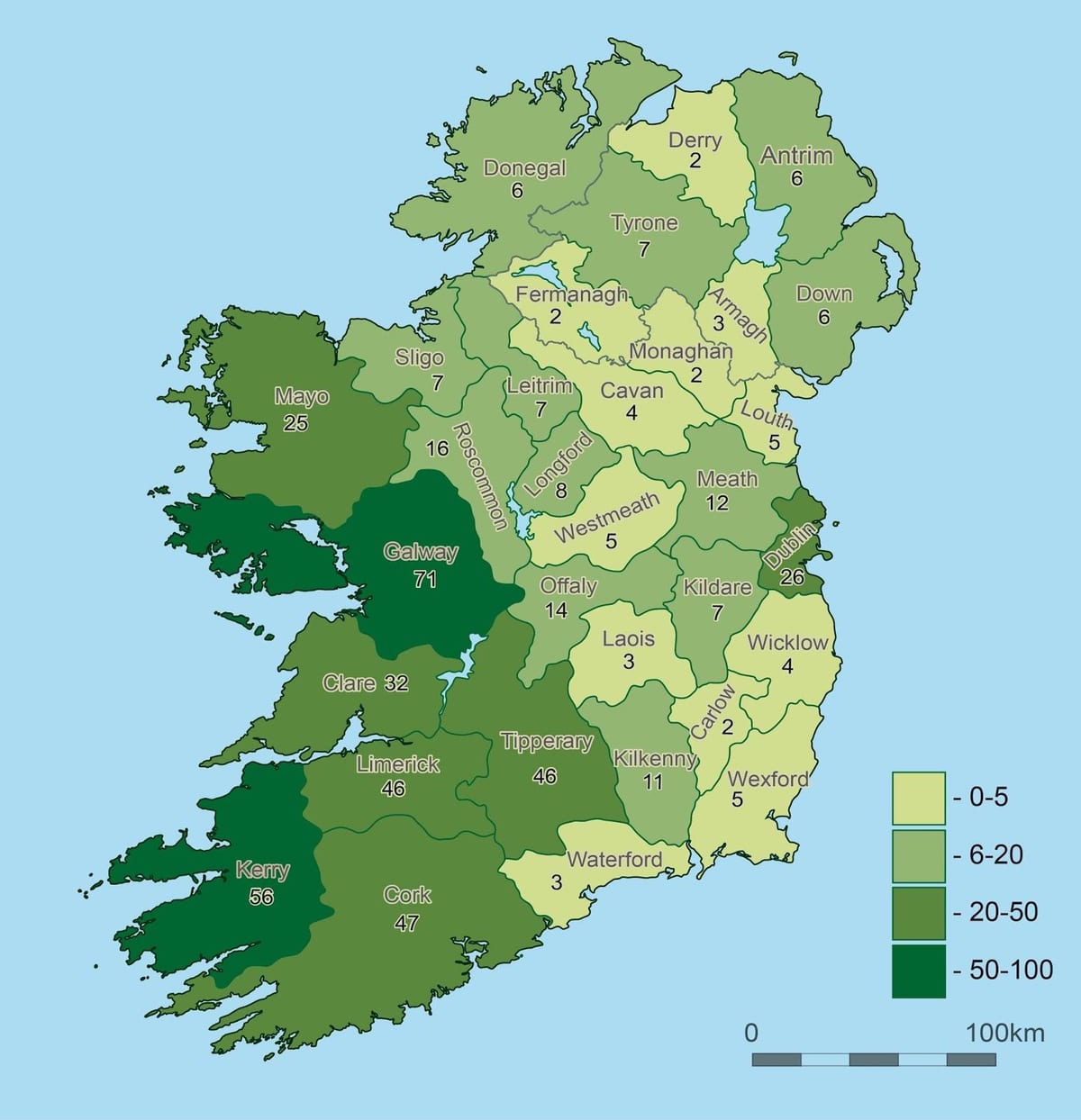mapa d'irlanda geografia 
