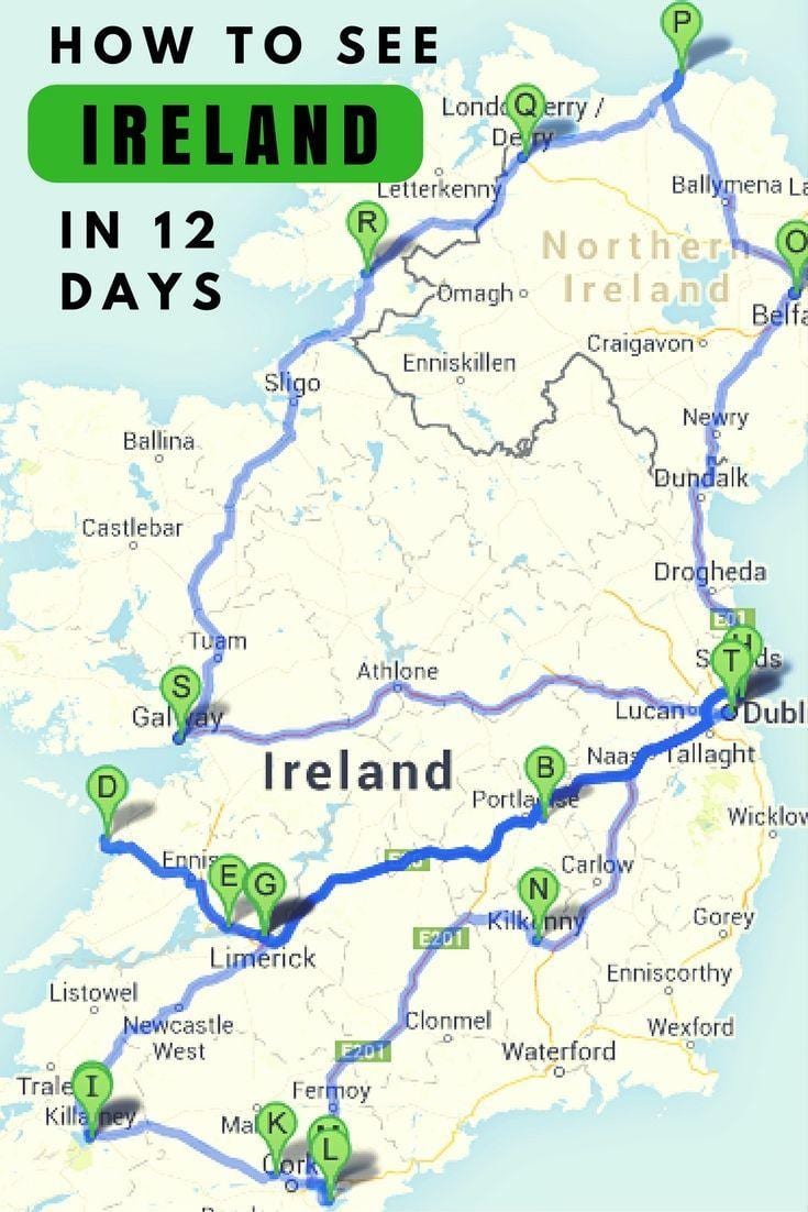 llocs per visitar irlanda mapa