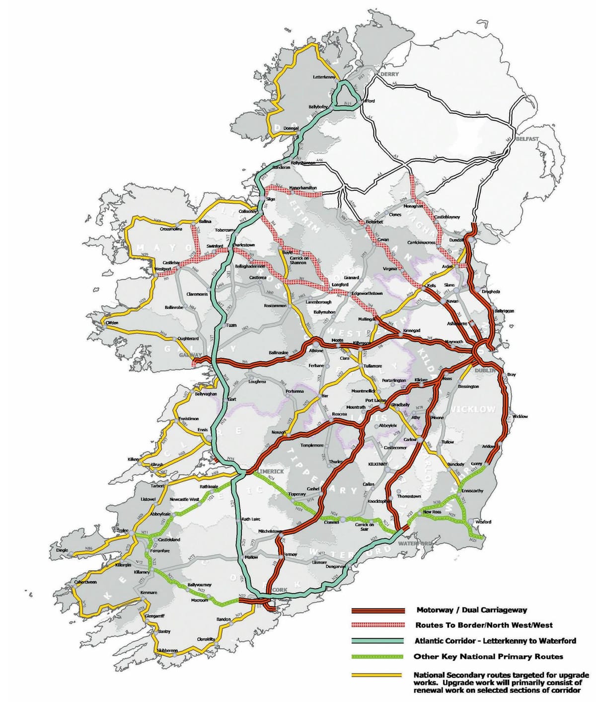 mapa de carreteres d'irlanda 2016