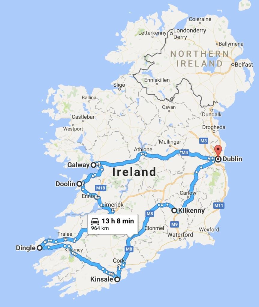 mapa d'irlanda planificador de viatges