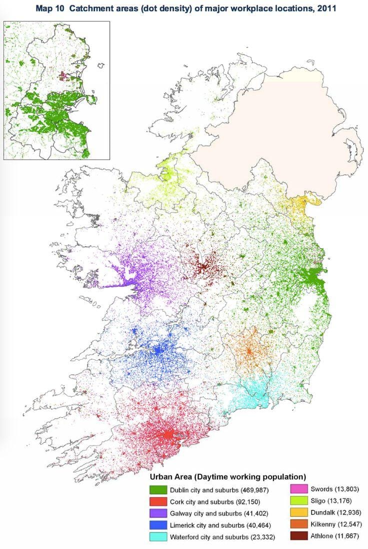 irlanda densitat de població mapa