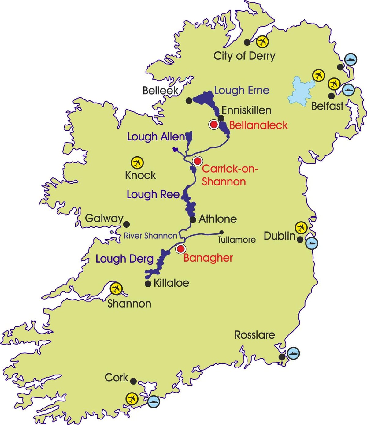 mapa d'irlanda rius i muntanyes
