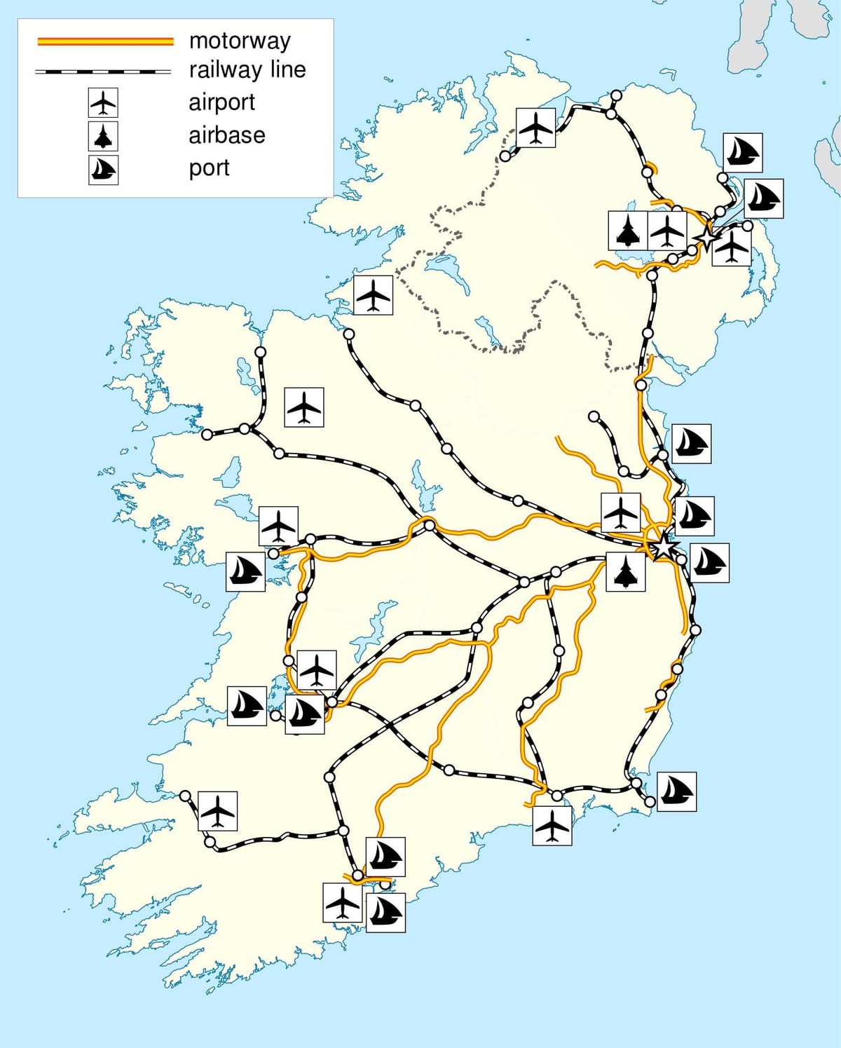 mapa d'irlanda transport