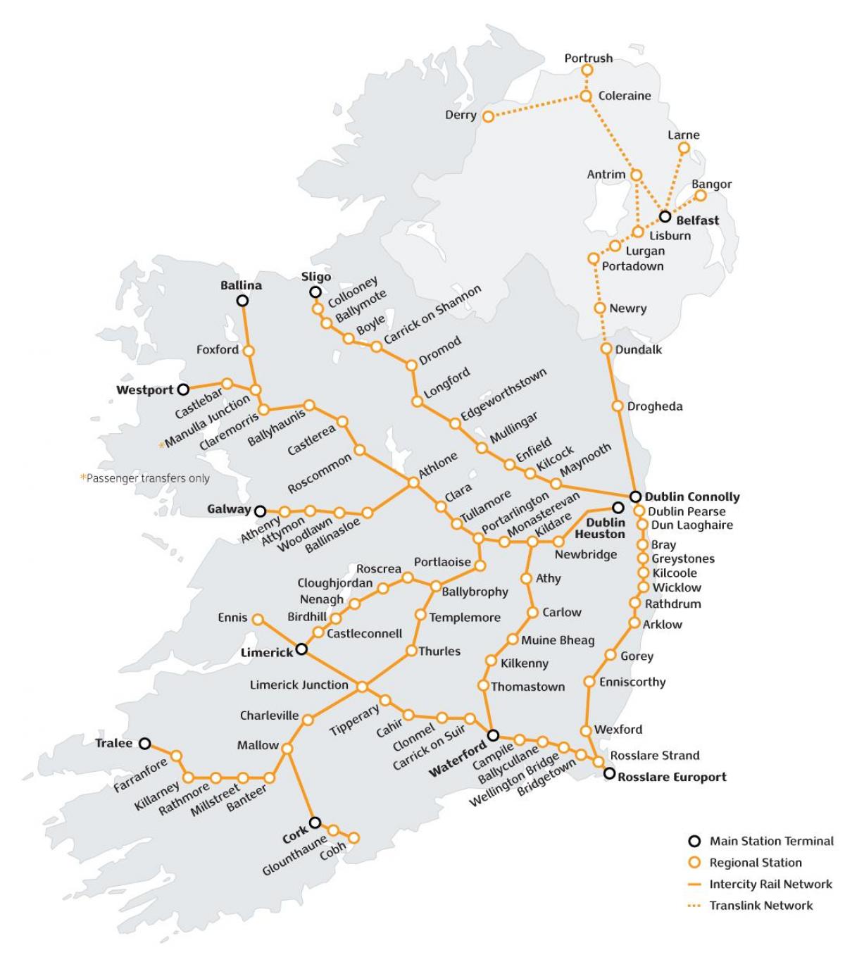 el viatge en tren a irlanda mapa