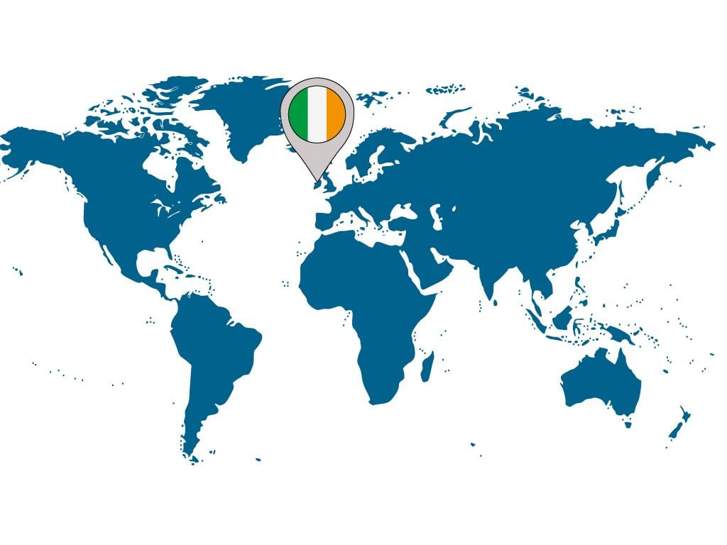 irlanda en el mapa del món