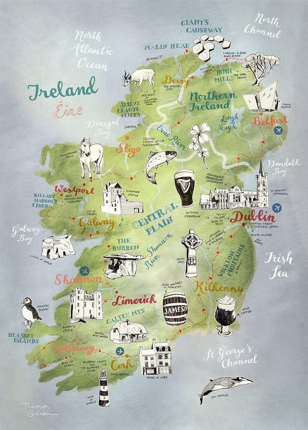 mapa de mapa d'irlanda cartell