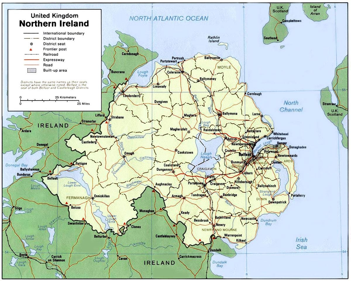 irlanda del nord mapa de les ciutats