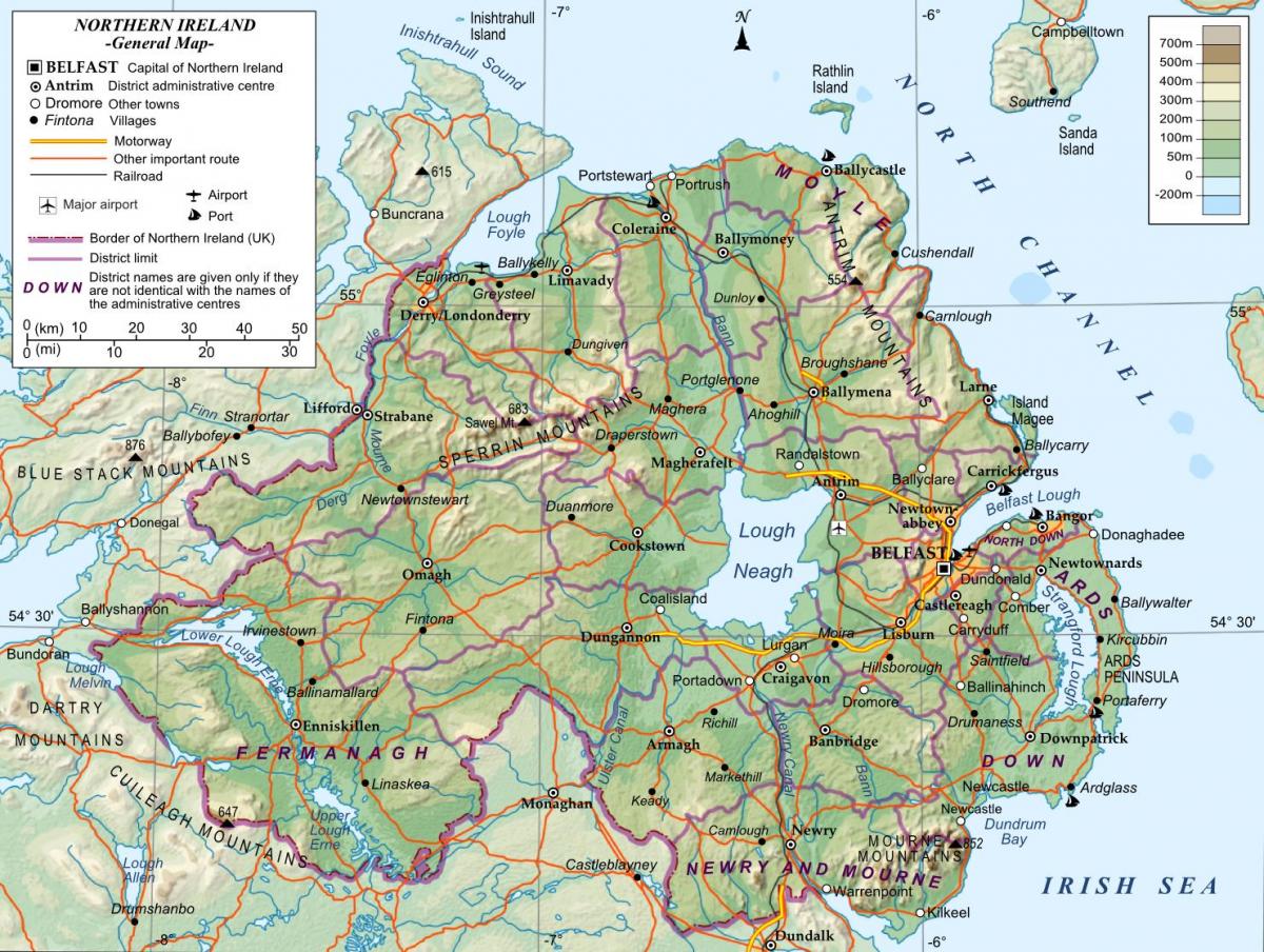 un mapa d'irlanda del nord