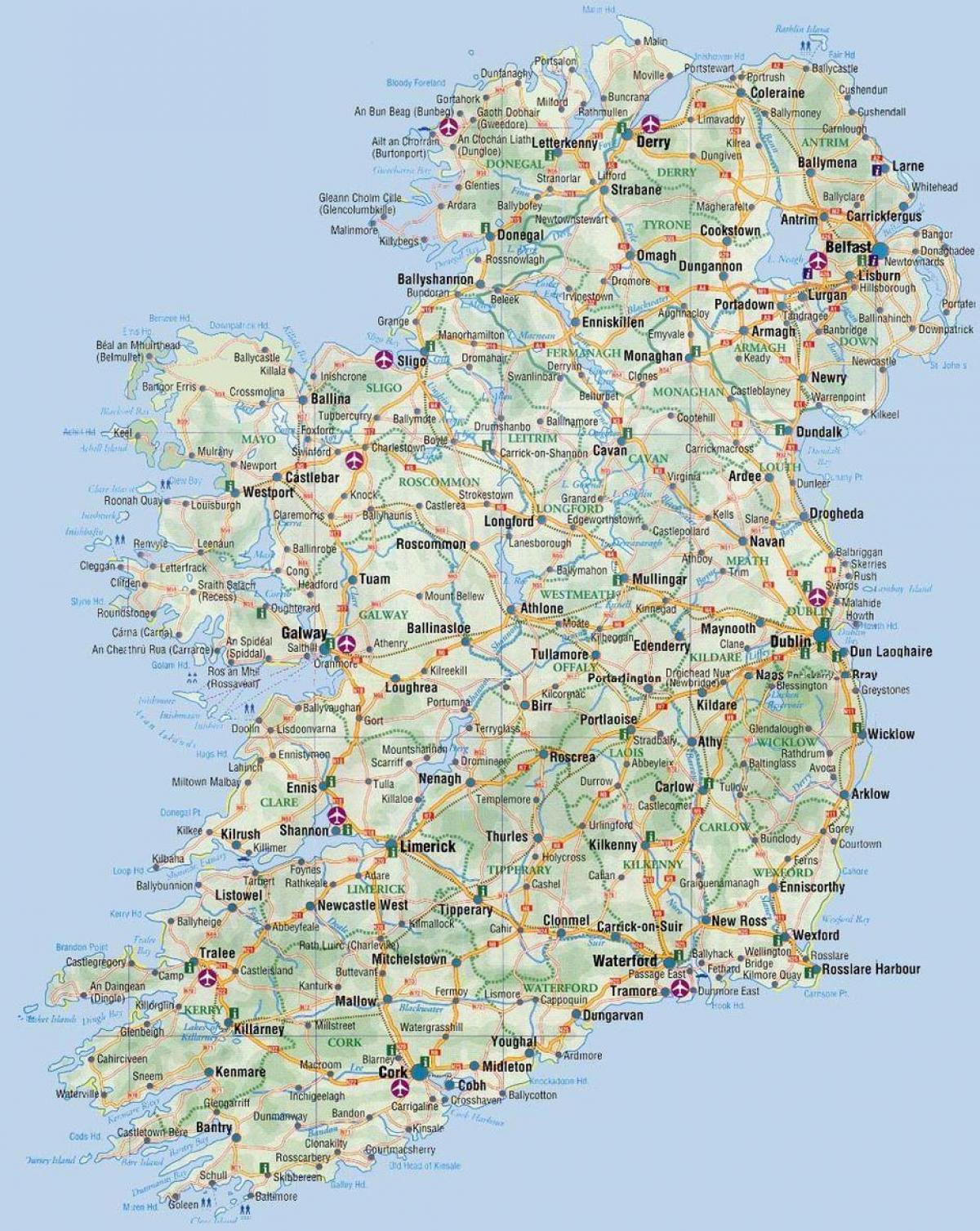 un mapa d'irlanda