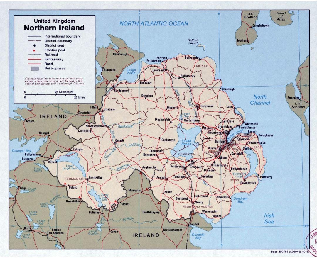 mapa de mapa de carreteres, d'irlanda i irlanda del nord