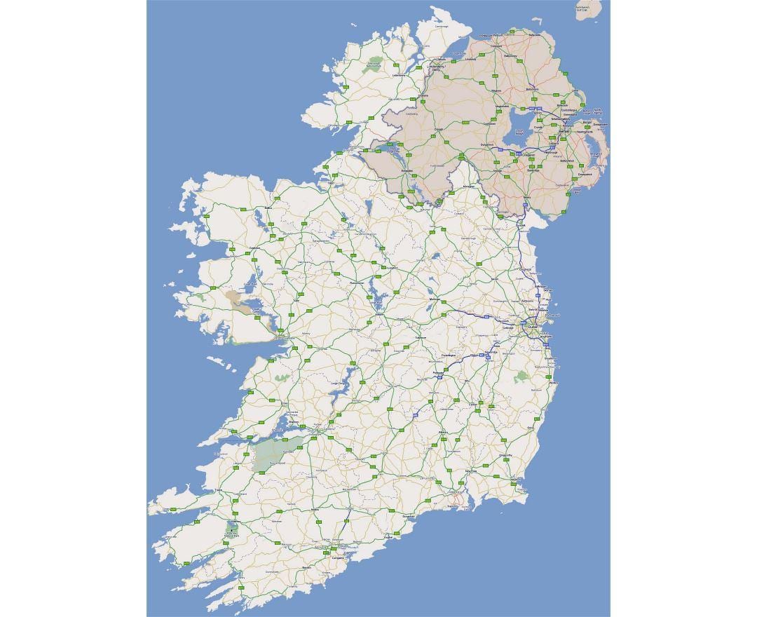 mapa de mapa de carreteres de l'oest d'irlanda