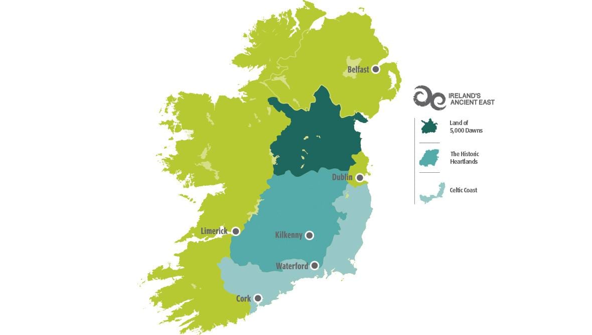mapa de mapa de la costa est d'irlanda