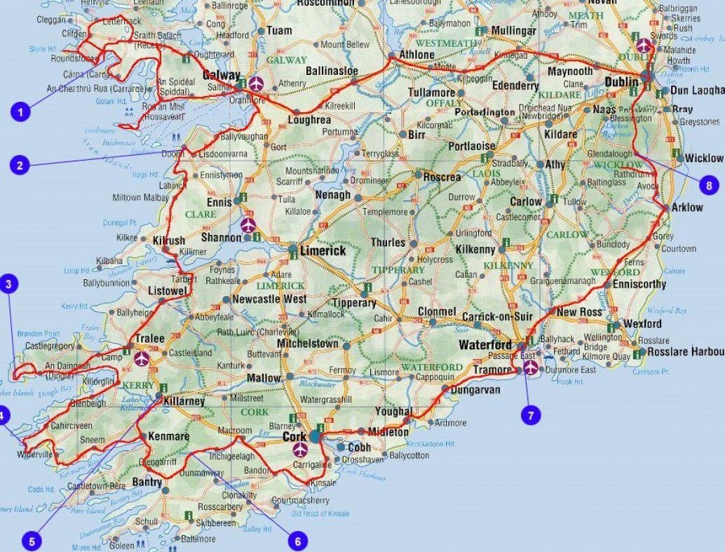 mapa del sud d'irlanda comarques i ciutats