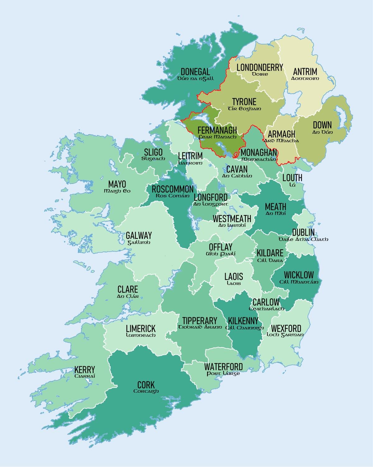 mapa del sud d'irlanda que es mostrin comarques