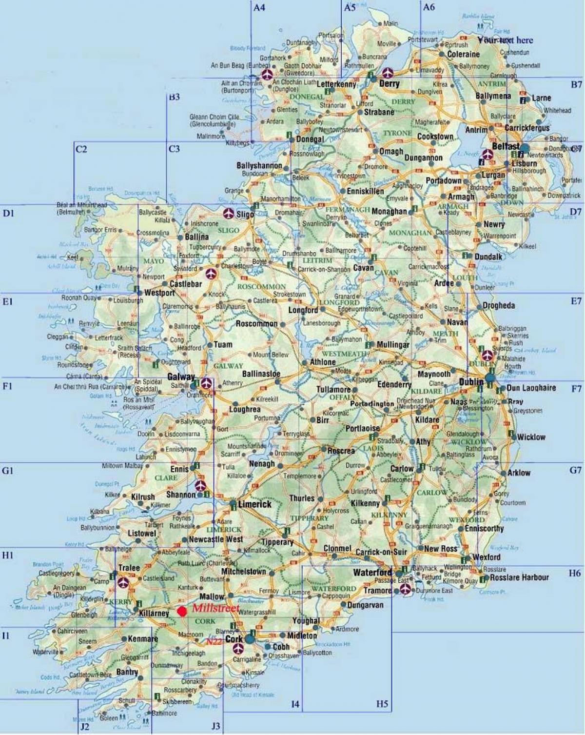 mapa detallat del sud d'irlanda