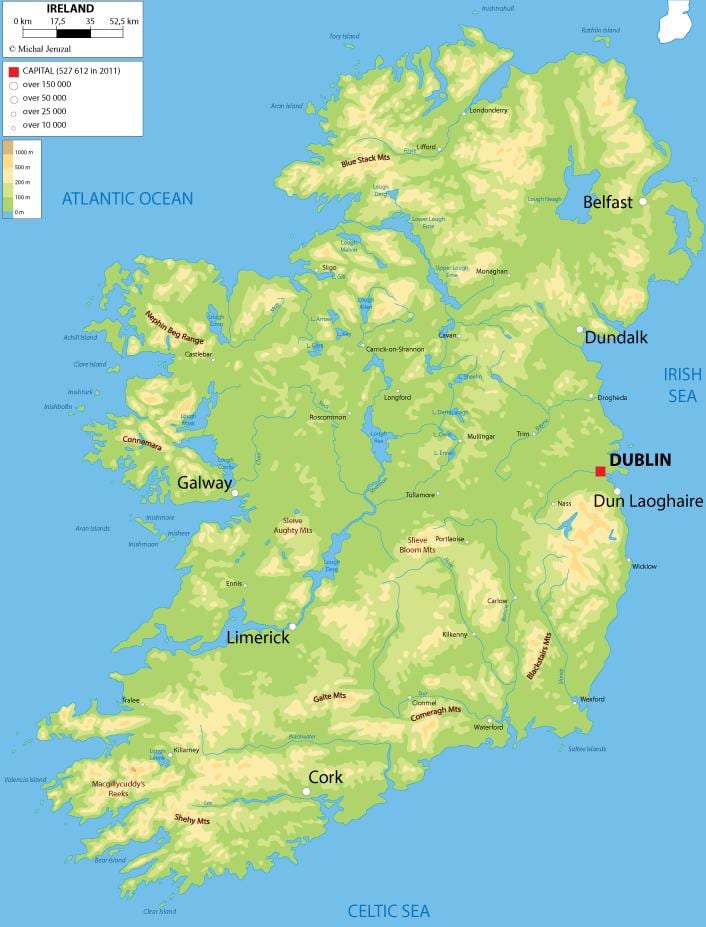 relleu mapa d'irlanda