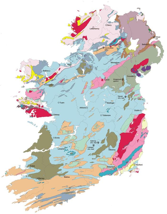 mapa del mapa geològic d'irlanda