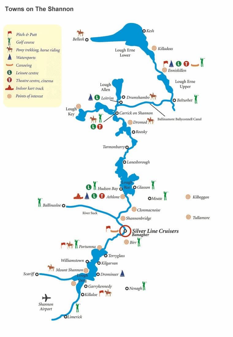mapa del riu shannon mapa irlanda