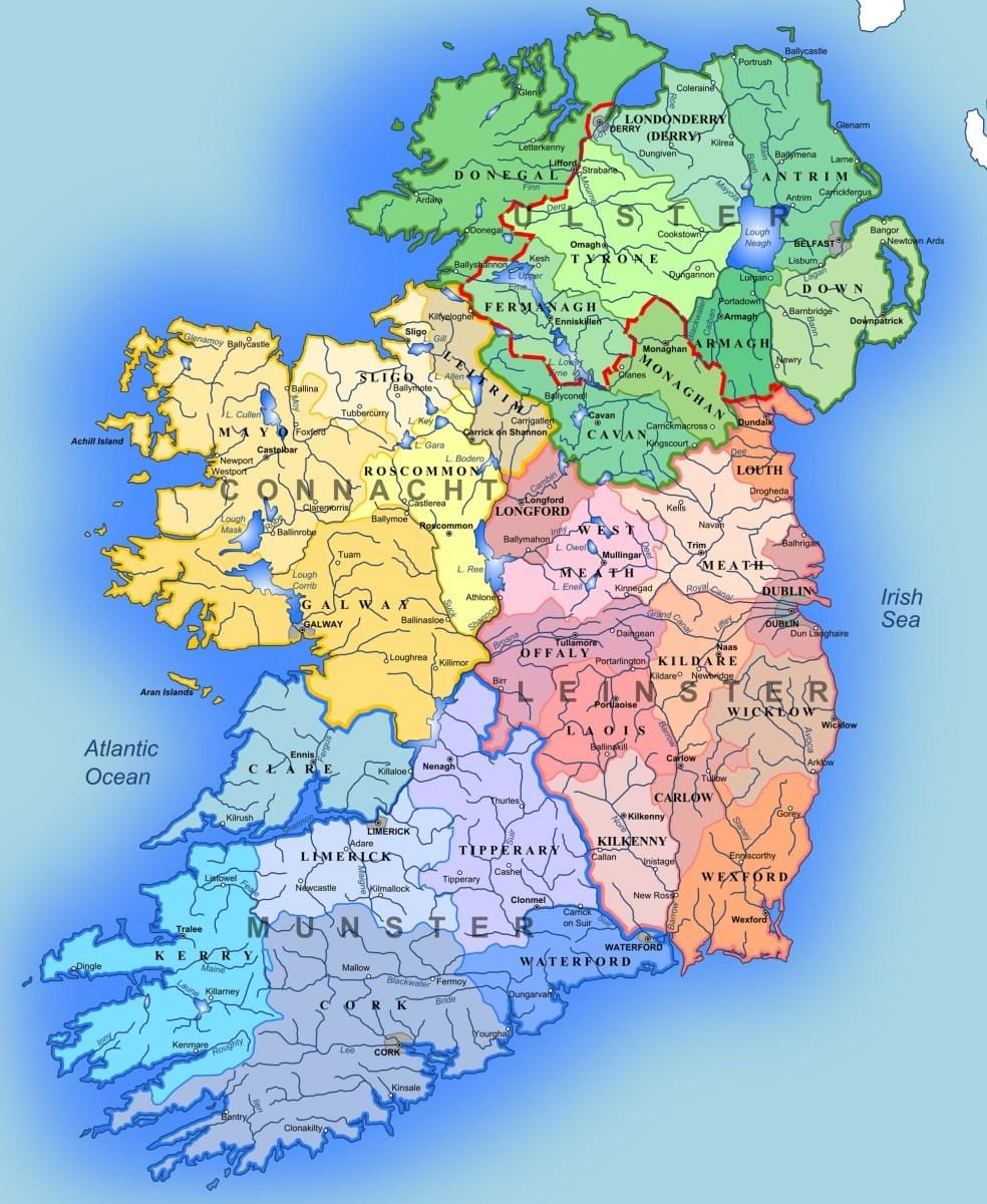 mapa dels rius d'irlanda mapa per a nens
