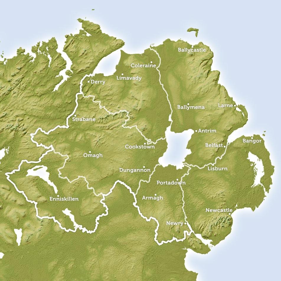 mapa dels rius del nord d'irlanda