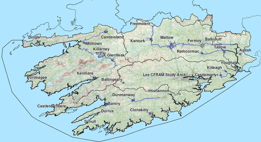 mapa detallat del sud-oest d'irlanda