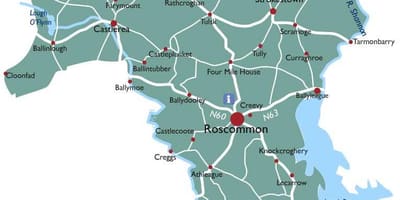 Mapa del comtat de roscommon irlanda