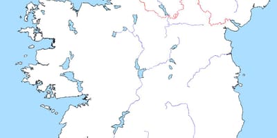 Mapa d'espais en blanc mapa d'irlanda amb rius