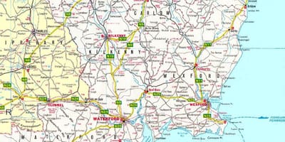 Mapa del sud-est d'irlanda