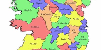 Mapa d'irlanda amb el comtat de noms