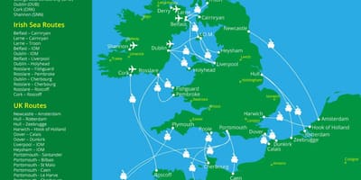 Mapa de ferri ports a irlanda